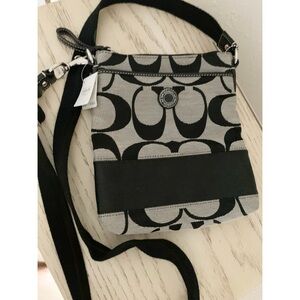 NWT Coach Black and Gray Signature Crossbody Bag